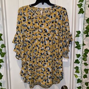 Yellow Leopard Print Tunic Top